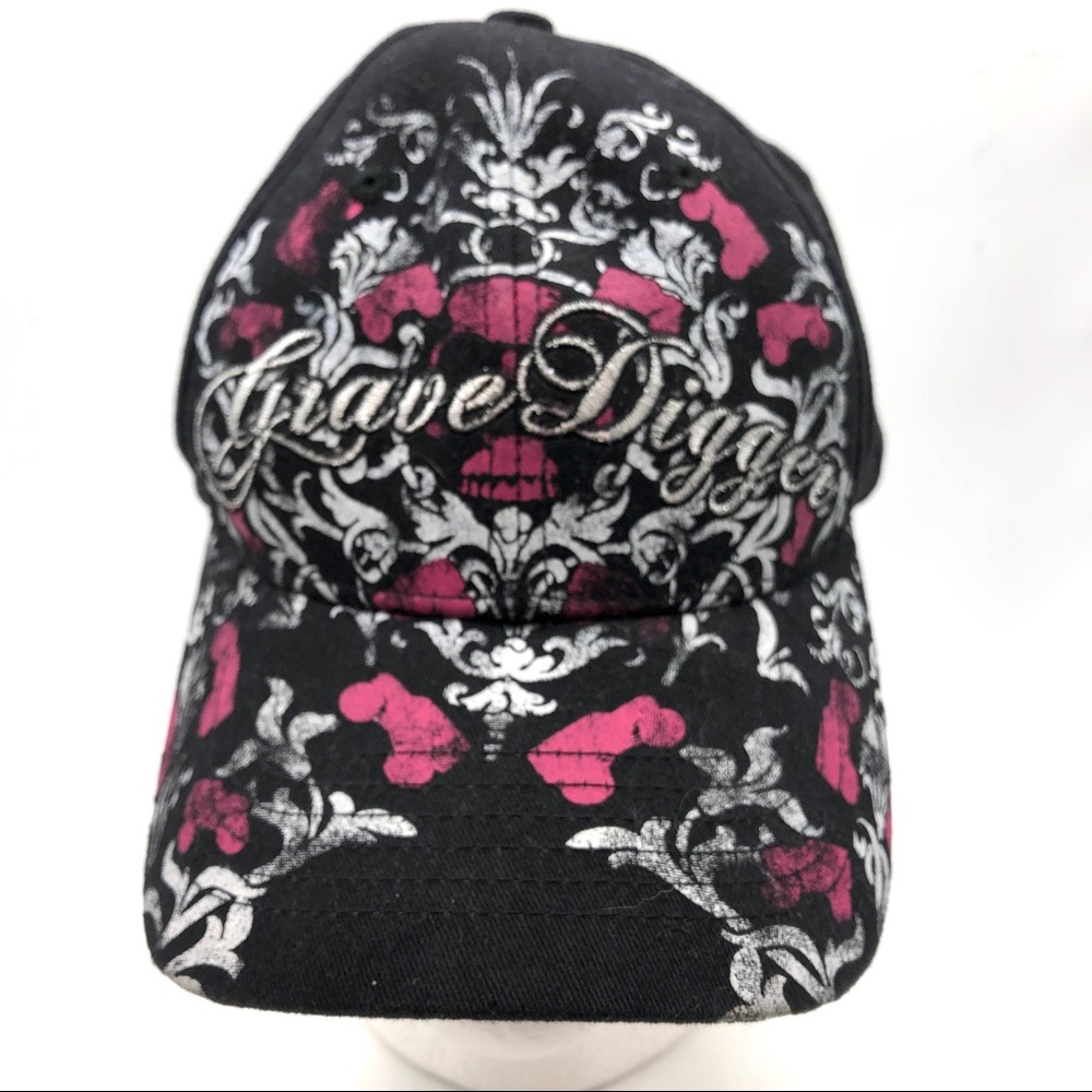 Monster Jam unisex Baseball Cap Adjustable OS. Black with Silver Embroidery